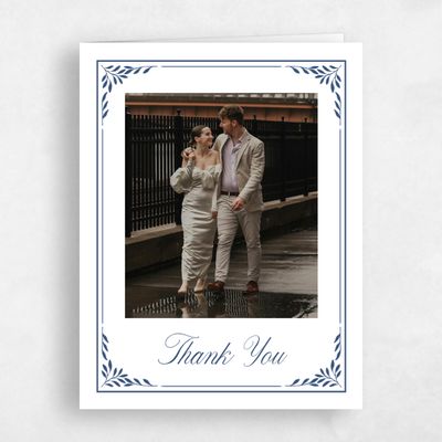 Blue Bordered Wedding Thank You - Thalia Photo