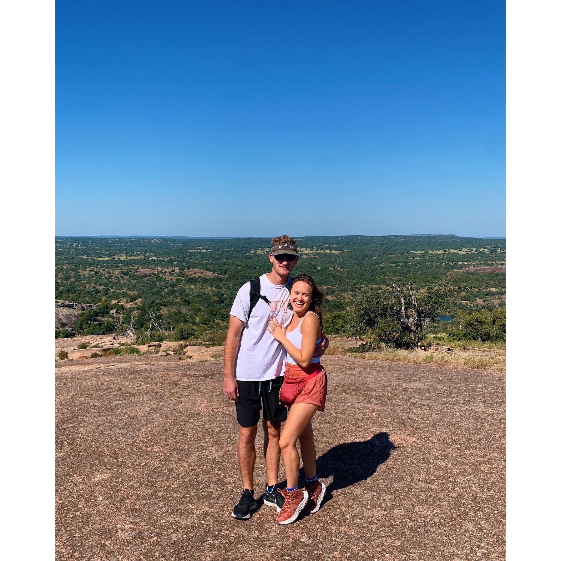Where Jeffrey popped the question on Enchanted Rock in Fredericksburg, TX!