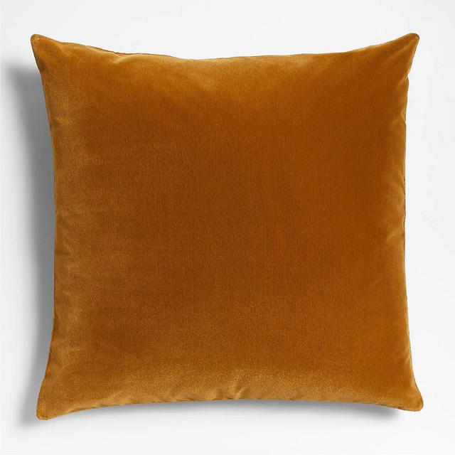 Mostarda 30"x30" Cognac Faux Mohair Throw Pillow with Feather Insert by Athena Calderone