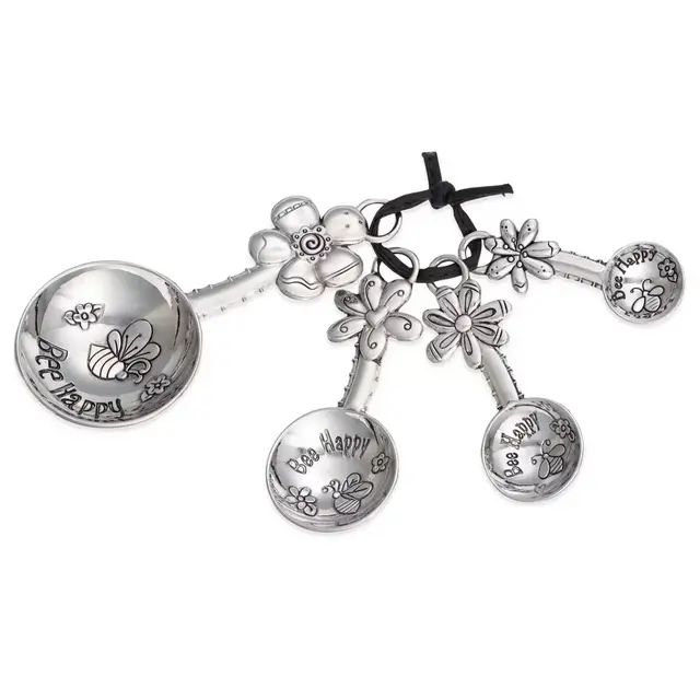 Decorative Zinc Happy Measuring Spoons Set (Set of 4)