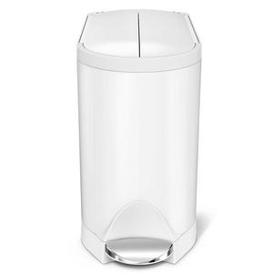 simplehuman 10 Liter / 2.6 Gallon Butterfly Lid Bathroom Step Trash Can, White Steel