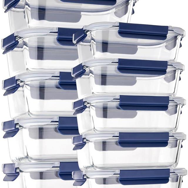 coccot 10-Pack Glass BPA-Free Food Storage Containers - Airtight Meal Prep & Lunch Bento Boxes With Lids