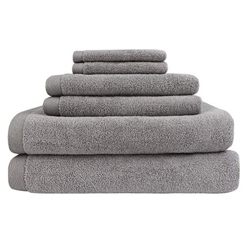 Everplush Flat Loop Quick-Dry Bath Towel Set, 6 Pc, Ash