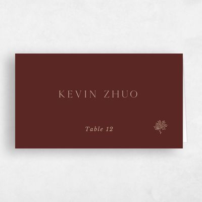 Maroon, Red Wedding Place Card - Mapleton