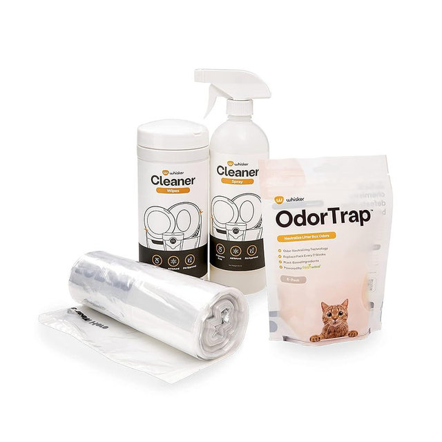 Litter-Robot Supply Kit by Whisker - Includes 30 Cleaner Wipes, 25 Waste Drawer Liners, Cleaner Spray & 6 OdorTrap Refill Packs, For Use with Litter-Robot Self-Cleaning Cat Litter Box