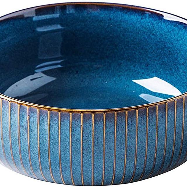 Ceramic Salad Bowl, Large Ceramic Salad Bowl or Soup Bowl 21 cm, Blue series