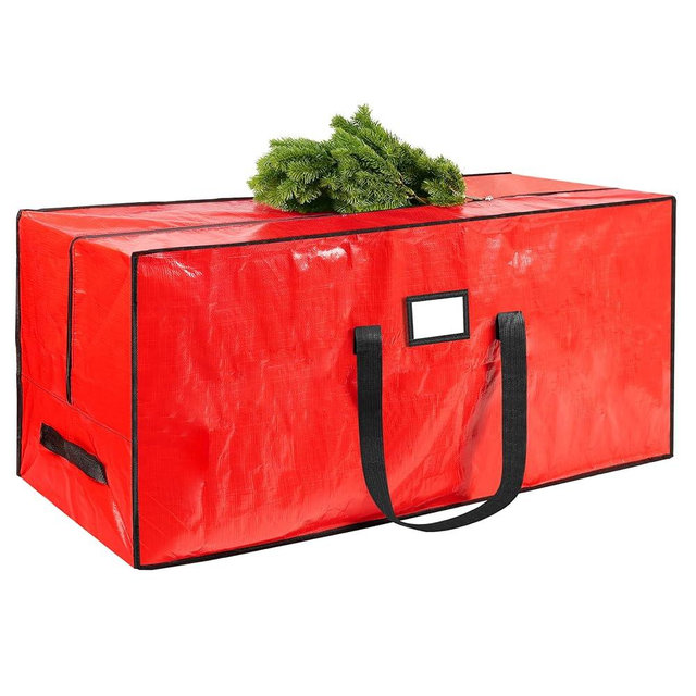 SUNQEBO 9 ft Christmas Tree Storage Bag - Fits Extra Large Artificial Holiday Xmas Tree, Waterproof Material with Durable Reinforced Handles & Dual Zippers, Protects From Dust and Moisture, Red