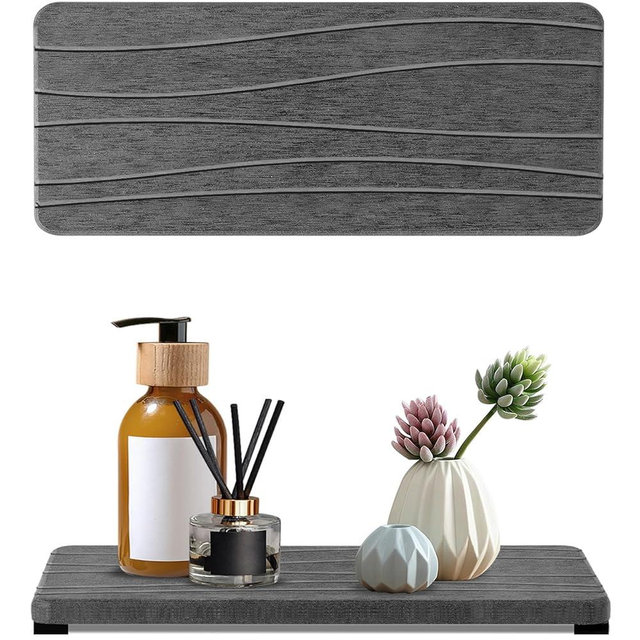 2PCS Water Absorbing Stone Tray, Fast Drying Stone Sink Tray, Water Absorbent Diatomite Trays, Stones Soap Trays, Diatomite Coasters for Kitchen Sink Bathroom Counter, Hand Soap Dish & Holders