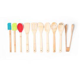 10-Piece Bamboo and Silicone Tool Set