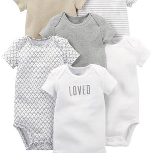 Simple Joys by Carter's Baby 6-Pack Short-Sleeve Bodysuit, White/Gray, Preemie - CL Adolescent Prenatal