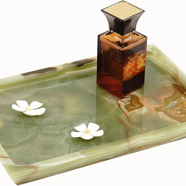 Radicaln Marble Serving Tray 12" Inches Green Onyx Handmade Charcuterie Board with Lid for Kitchen - Serving Dishes, Vanity Tray & Ottoman Tray - Tray for Serving Food