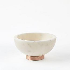 Marble + Copper Dip Bowl, White