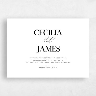 White Wedding Invitation - Margret Landscape