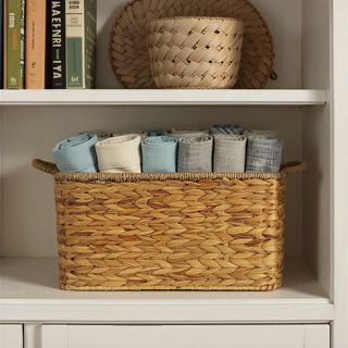 Handwoven Water Hyacinth & Seagrass Basket with Handles