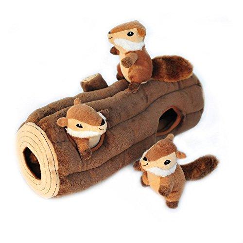 ZippyPaws - Woodland Friends Burrow, Interactive Squeaky Hide and Seek Plush Dog Toy