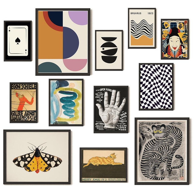 97 Decor Vintage Eclectic Wall Art - Maximalist Decor Gallery Wall Prints, Eclectic Home Decor Aesthetic Quirkly Art Prints, Abstract Contemporary Art Funky Decor for Dorm Bedroom (8x10 Unframed)