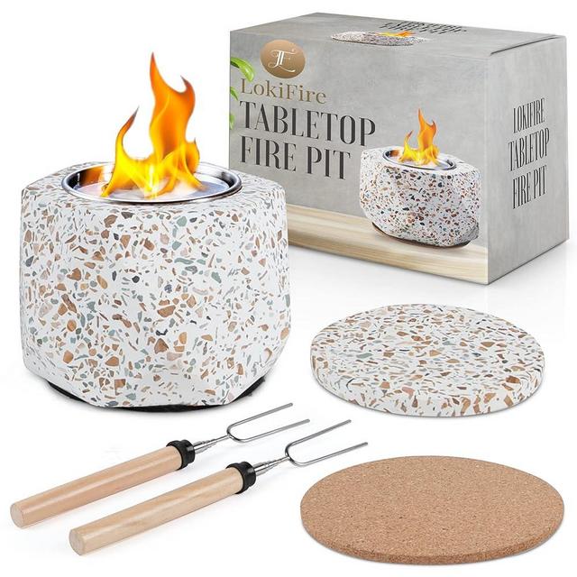 LokiFire Table Top Firepit - Tabletop Fire Pit Bowl Indoor Smores Maker Kit - Portable Outdoor & Indoor Mini Fire Pit - Small Fire Pit Patio Balcony Decor - Housewarming Gifts for Women New Home Mom