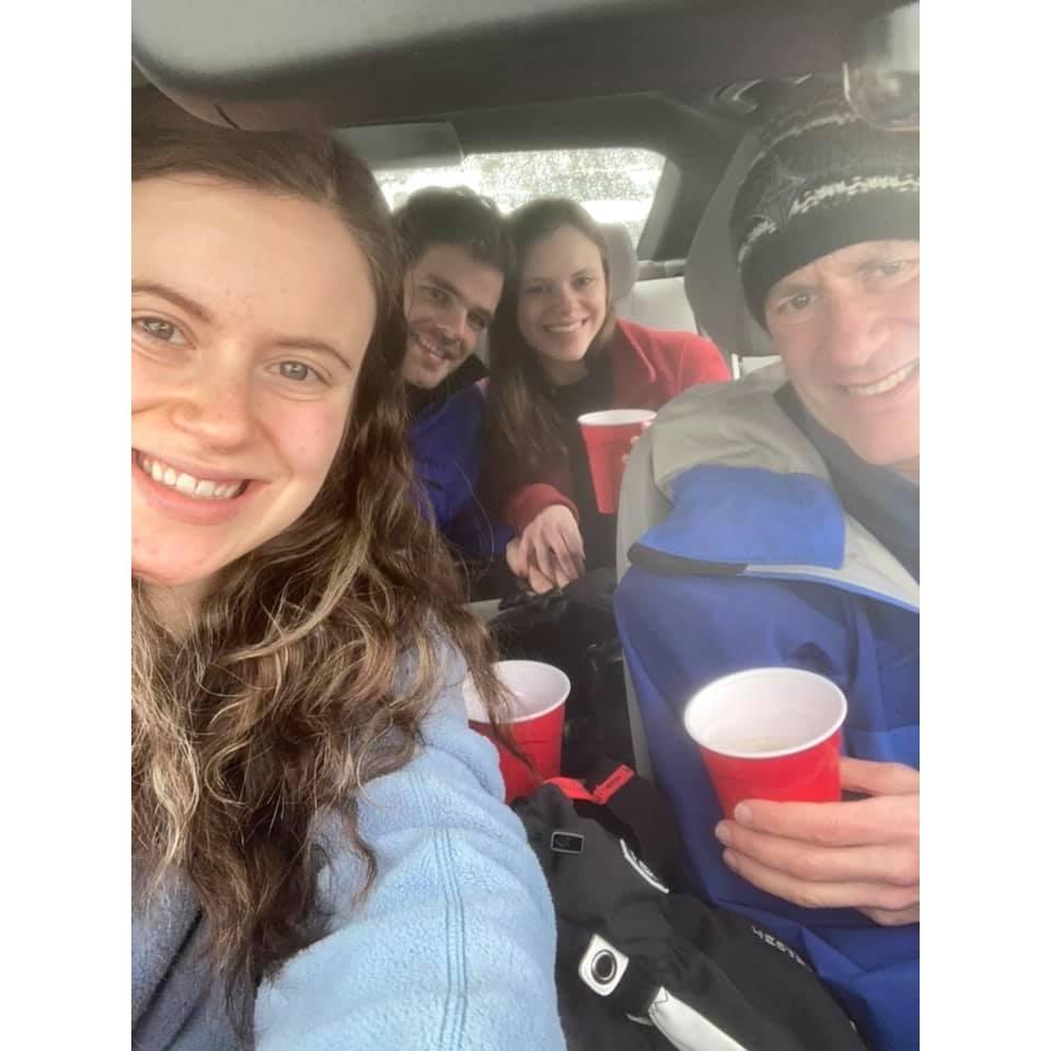 Picnic in the car during a Covid-Era Ragged Mt. trip