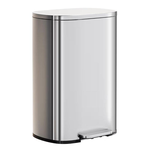 PayLessHere Trash Can with Lid, 13 Gallon (50L) Stainless Steel Kitchen & Office Recycling Bin with Foot Pedal Soft Close & Inner Bucket