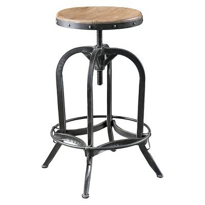 Rustic Adjustable Wood Top 33" Barstool Iron/Gray - Christopher Knight Home