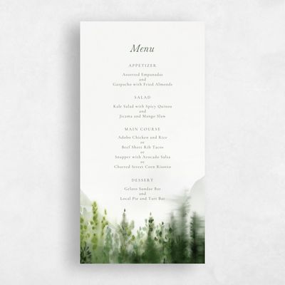 Green Mountain Wedding Menu - Grove