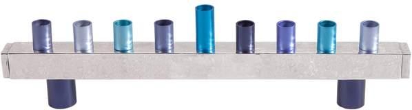 Emanuel Hammered Chanukah Menorah - Blue