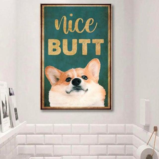 Corgi Dog Nice Butt Canvas - Bathroom Decor -Gallery Wrapped 1,5 Framed Canvas -Best Gift for Pet Lovers -Wall Decor, Canvas Wall Art