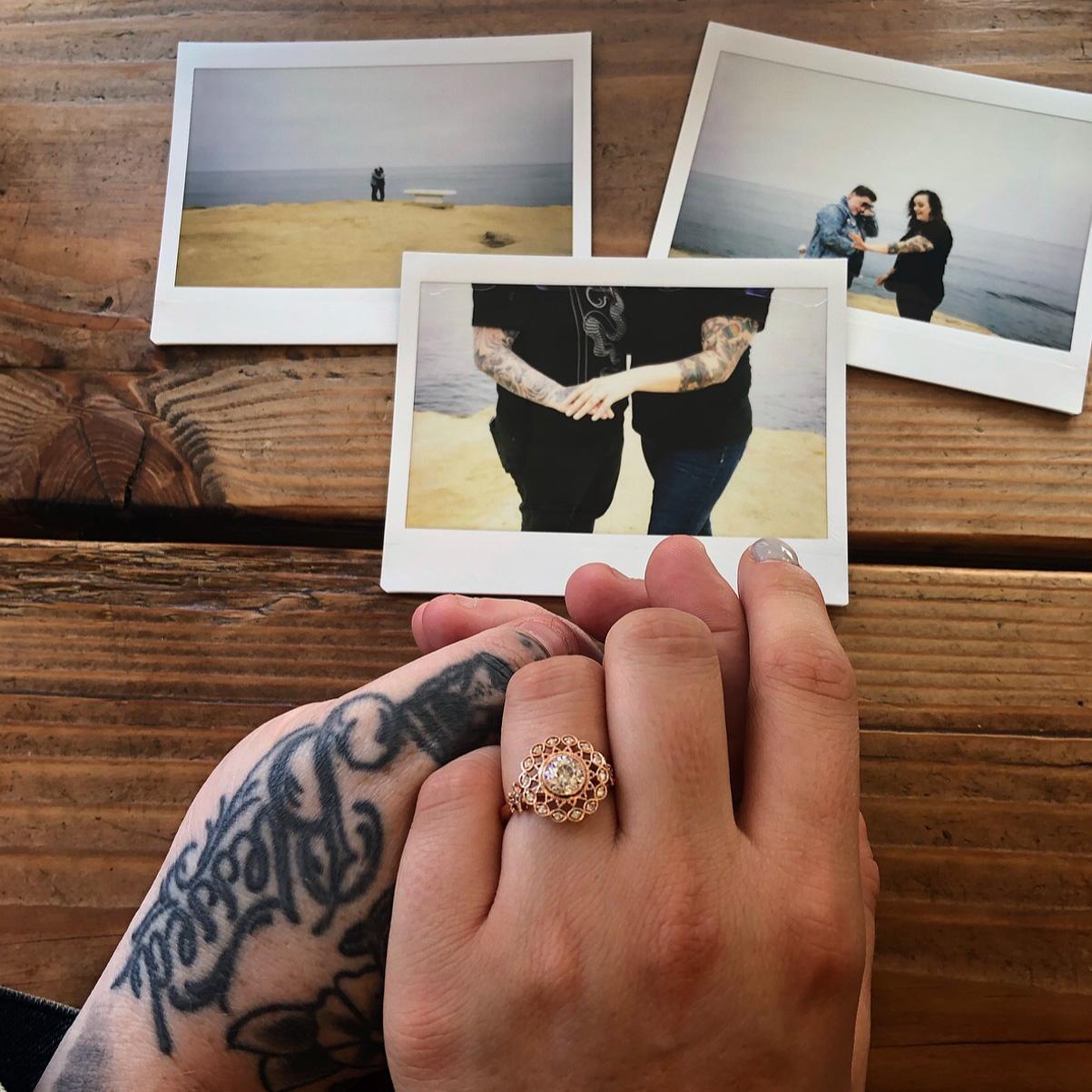 The infamous Engagement polaroid photos taken by Reid while hiding in a bush
