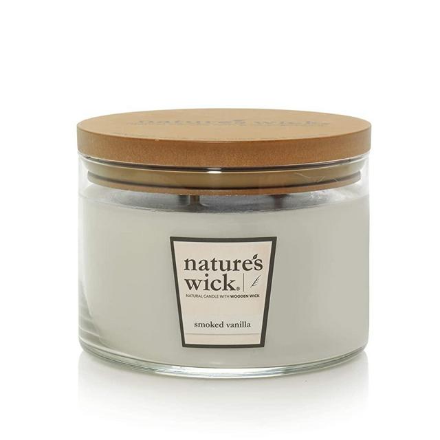 Nature's Wick Smoked Vanilla Scented Candle|18 oz. 3 Wick Jarred Candle|Natural Wood Wick Candle with up to 48 Hour Burn Time