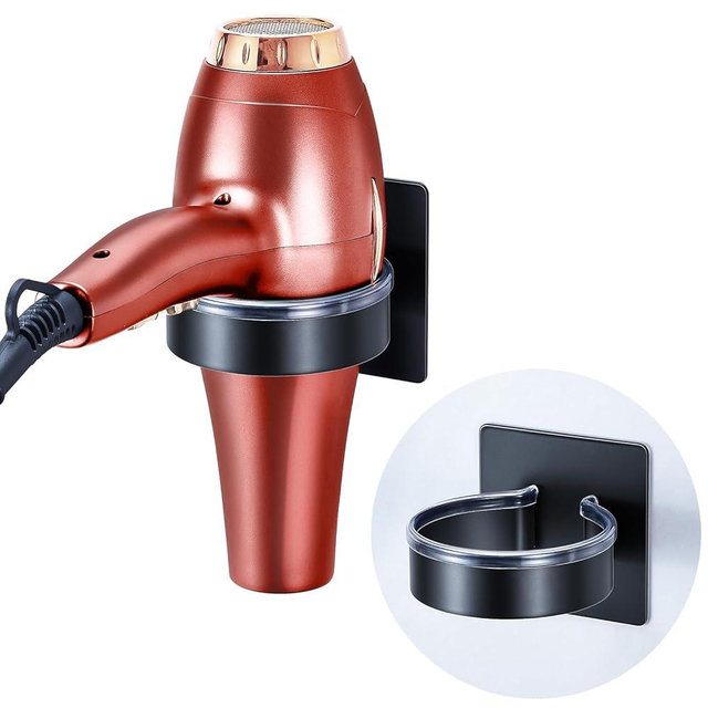 Oukimly Hair Dryer Holder Wall Mounted, Blow Dryer Holder, Hair Tool Organizer for Hair Dryer Storage Hanger, Adhesive Hairdryer Holder for Bathroom Barber Shop (Black)