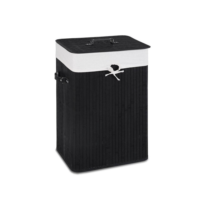 Rectangle Bamboo Hamper Laundry Basket Washing Cloth Bin Lid