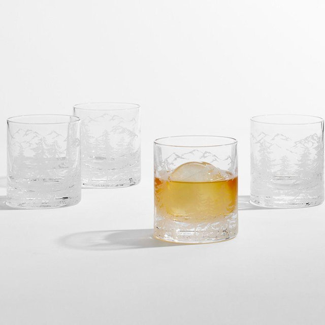 Rustic Forest Double Old Fashioned Glasses, Set of 4