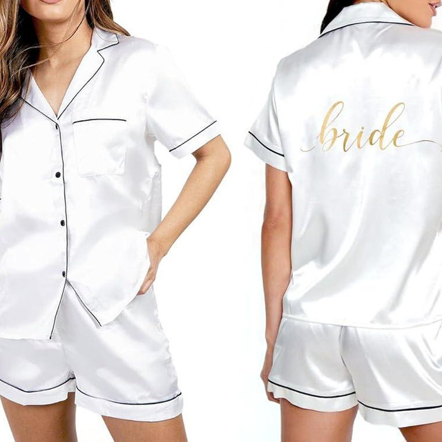 Heather & Willow Bride Pajamas Set + Eye Mask | Bridesmaid Proposal Gifts, Bridesmaid Pajamas PJ Set, Wedding Bride Robe