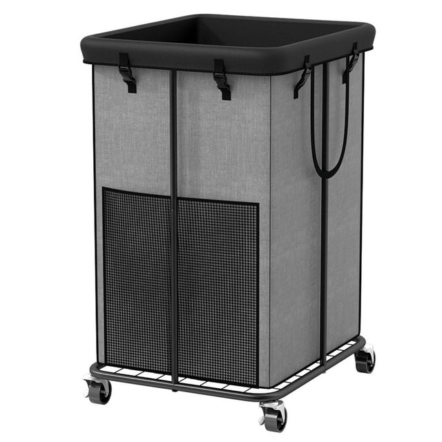 150L Large Laundry Basket with Wheels, Rolling Laundry Hamper with Removable Laundry Bag & Metal Frame, Oxford Fabric Dirty Clothes Hampers for Bedroom, Laundry Room, Bathroom, Dorm(Grey)