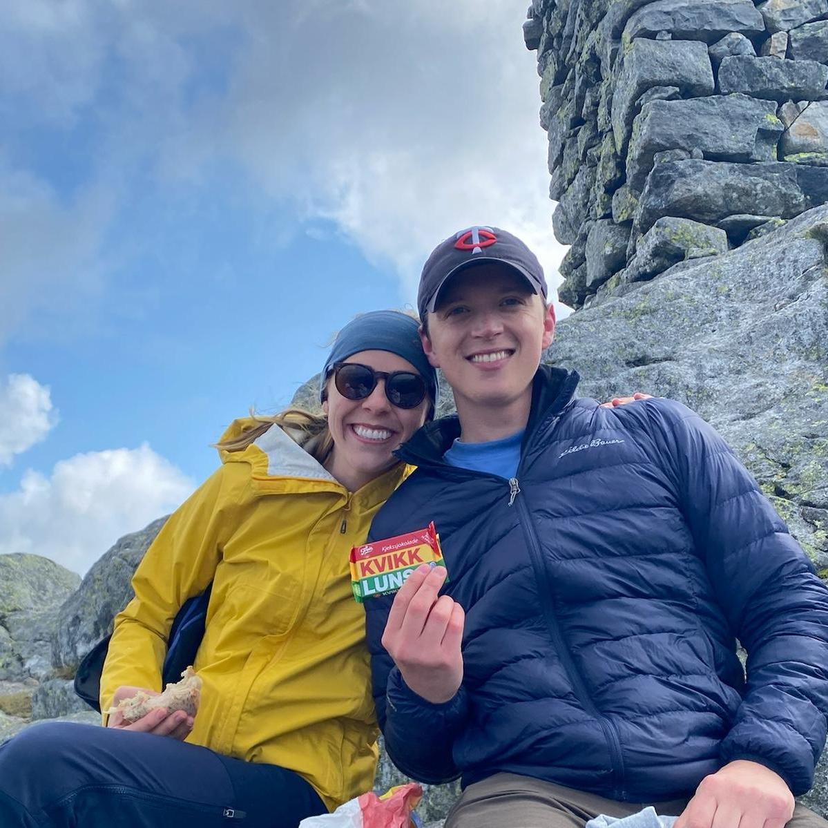 A common tradition in Norway is to share a candy bar when you arrive at a hike's destination. Kvikk Luncsh (Quick Lunch) is a Norwegian favorite of the Bride and Groom.