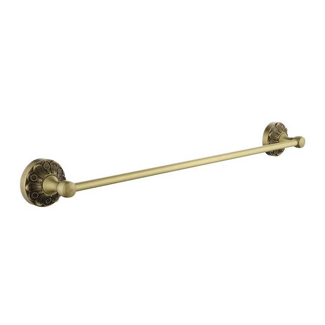 Lucyound Antique Brass Towel Bar Wall Mount, 24 inch Bath Towel Rod Holder, Vintage Gold Decorative Bathroom Accessories, Petal-Relief Series
