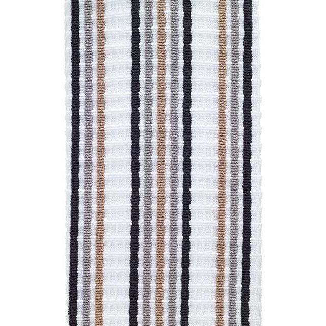 T-fal Textiles Striped Waffle 100% Terry Cotton, Highly Absorbent, Anti-Microbial, Oversized Kitchen Towel, 16" x 28", Neutral