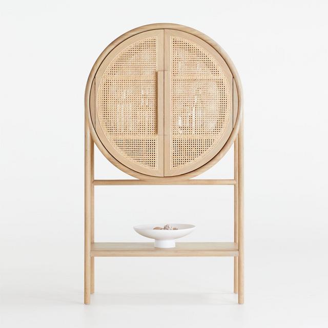 West Natural Cane Bar Cabinet