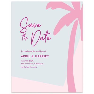 Light Pink Wedding Digital Save the Date - Bahia Portrait