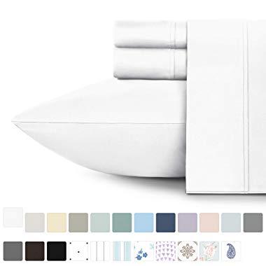 400 Thread Count 100% Cotton Sheet Pure White King Sheets Set, 4-Piece Long-staple Combed Pure Cotton Best Sheets For Bed, Breathable, Soft & Silky Sateen Weave Fits Mattress Upto 18'' Deep Pocket