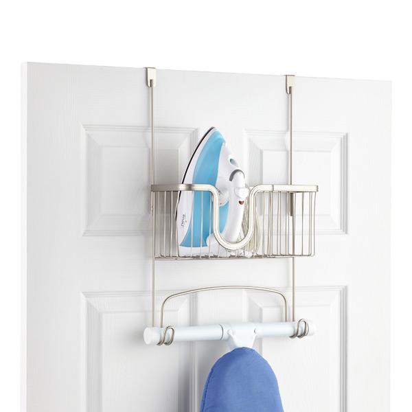 iDesign Over the Door York Ironing Board Hanger with Utility Basket