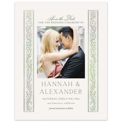 Beige Bordered Wedding Digital Save the Date - Viridian Photo