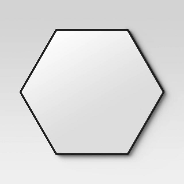 30" x 26" Metal Hexagon Decorative Mirror Black - Project 62™