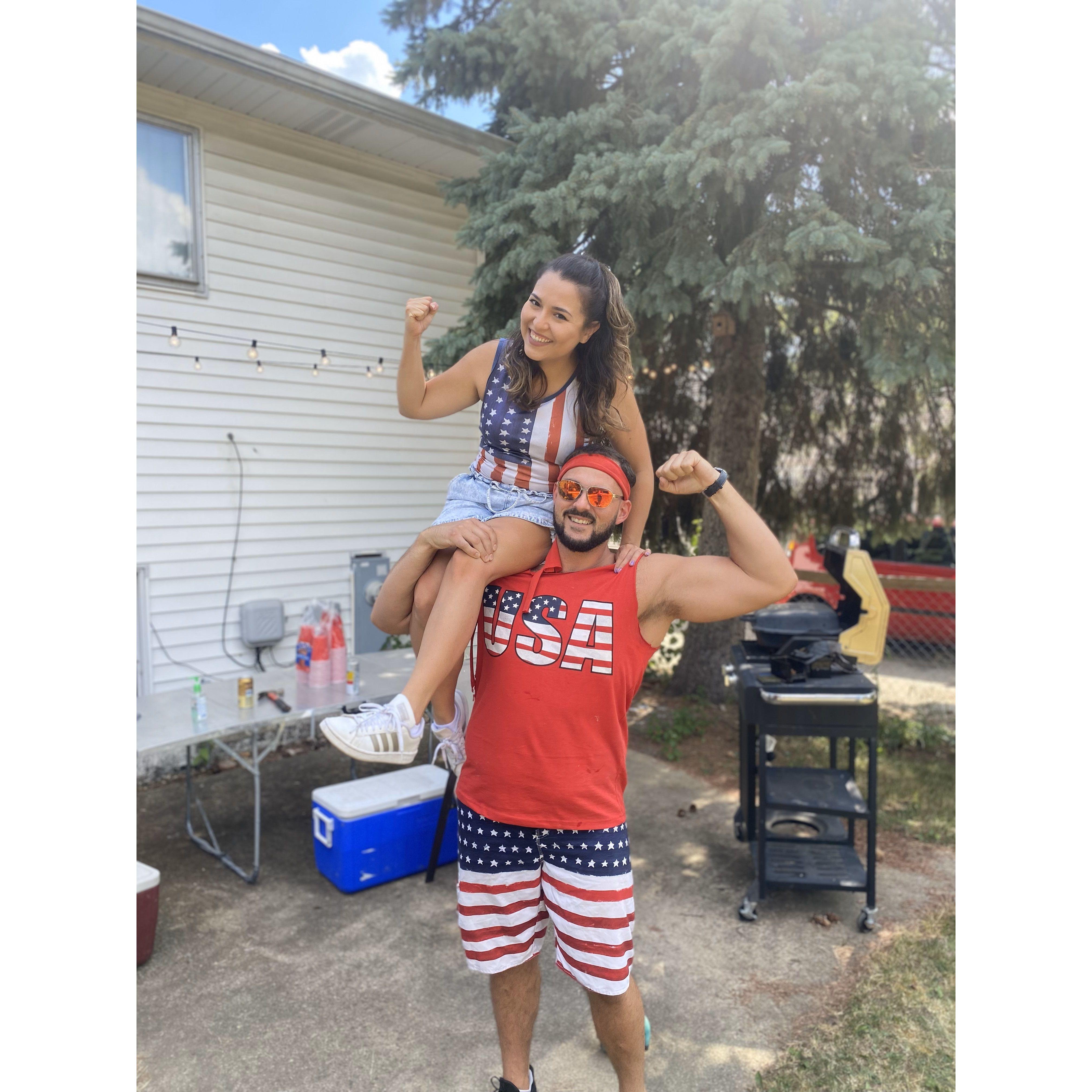 4th of July at our old home in Illinois. Jet wasn't expecting it but seemed to enjoy the view.