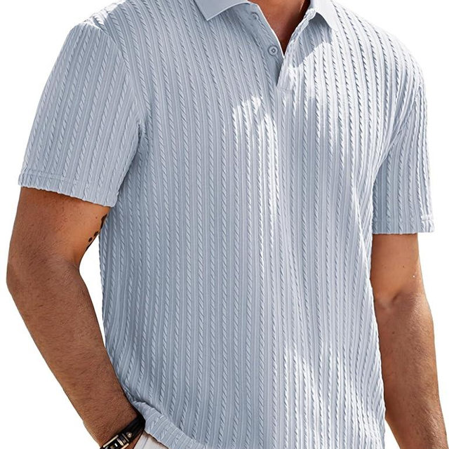 JMIERR Mens Casual Polo Shirt Summer Short Sleeve Vacation Button Beach Knit Stretchy Golf Shirts