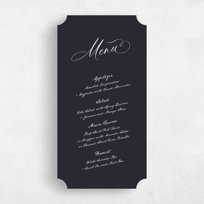 Black Ticket Wedding Menu - Estate