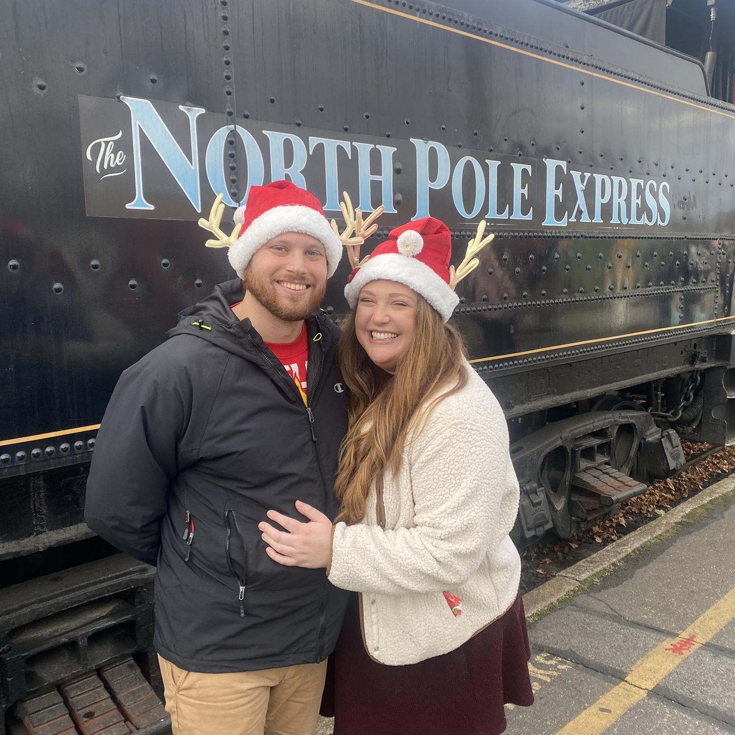 Who woulda thought that we were standing behind our wedding venue in this pic?? 

Essex Steam Train North Pole Express