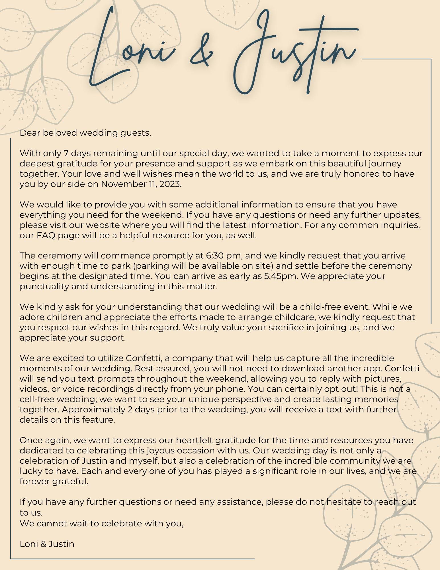 The Wedding Website of Loni Wellman and Justin Gurnsey