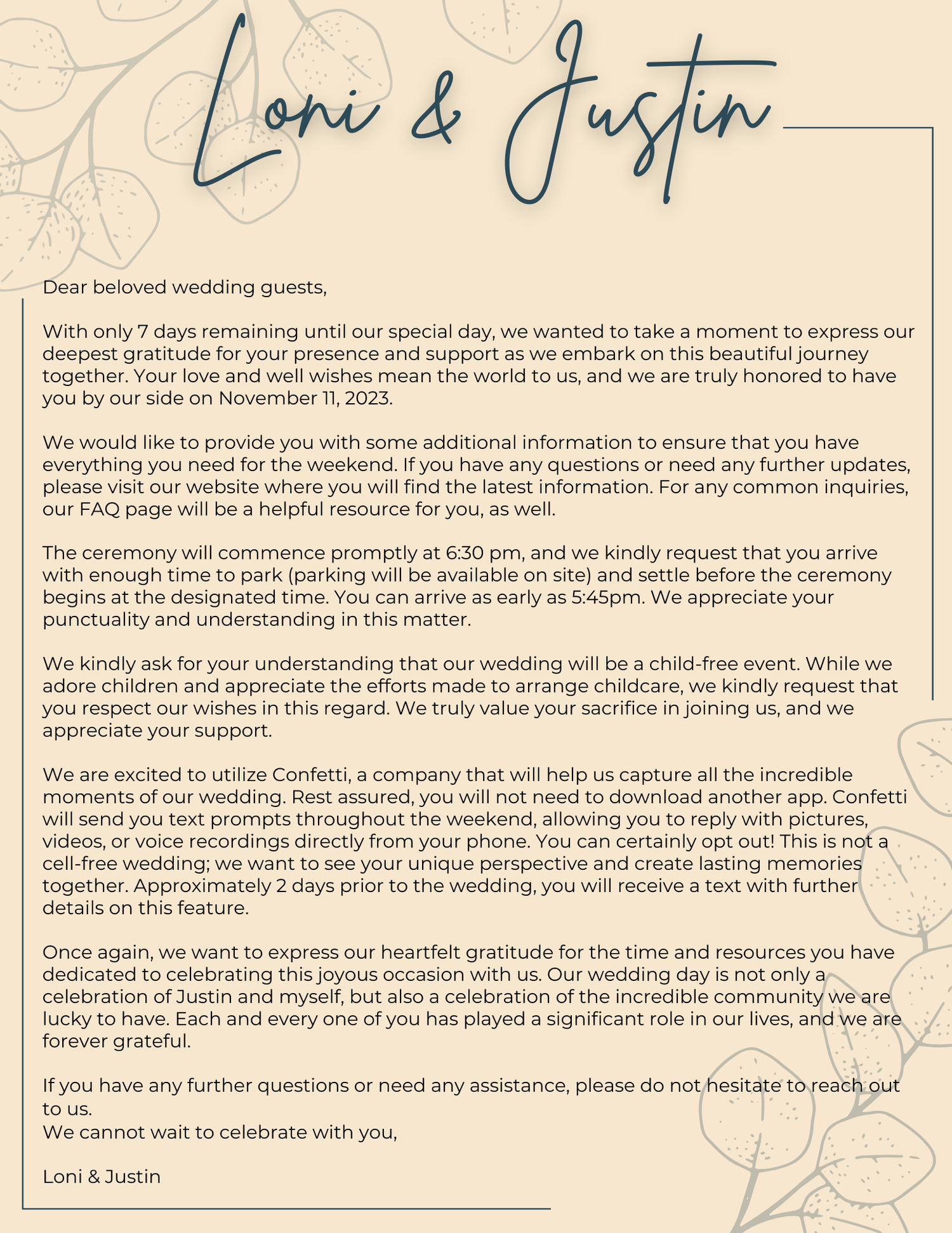 The Wedding Website of Loni Wellman and Justin Gurnsey
