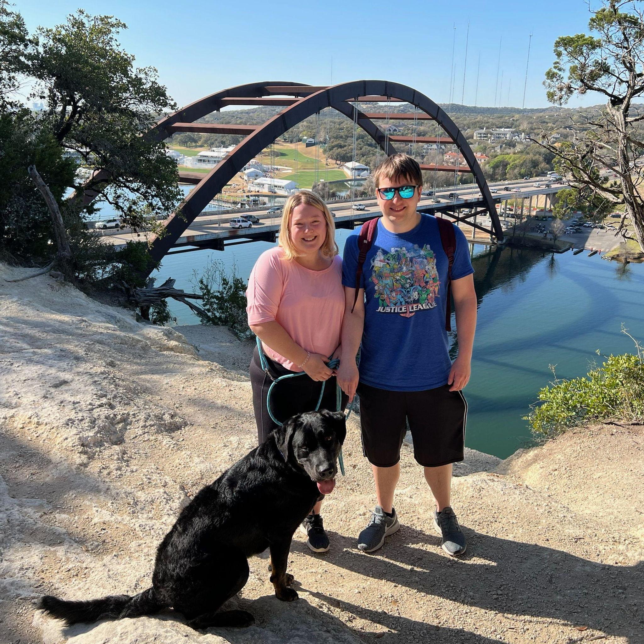 Tank, Erika & Marty hike the Texas 360 Bridge - March, 2022